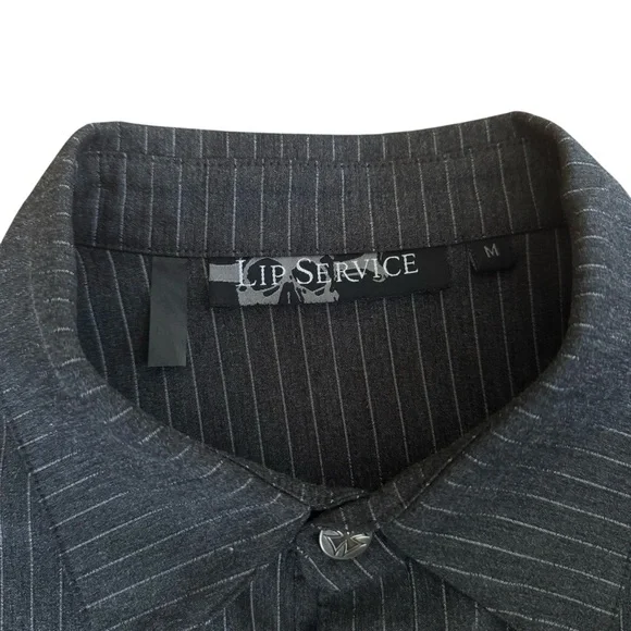 Lip Service Black Striped Button Down Shirt - Picture 4 of 5